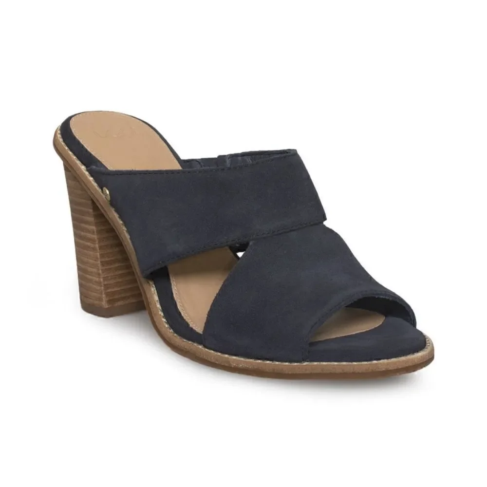 Ugg Blue Suede Leather Preppy Academia Coastal Capsule Sailor Chic Heels 8